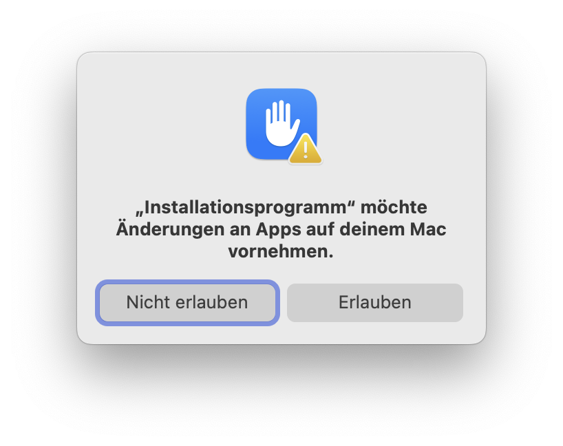 Berechtigungsdialog – Änderungen erlauben
